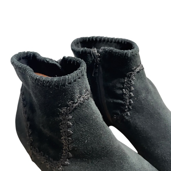 JACK ROGERS Gemma Whip Stitched Ankle Boot Wo's 10M Black Suede Side Zip - Picture 7 of 11